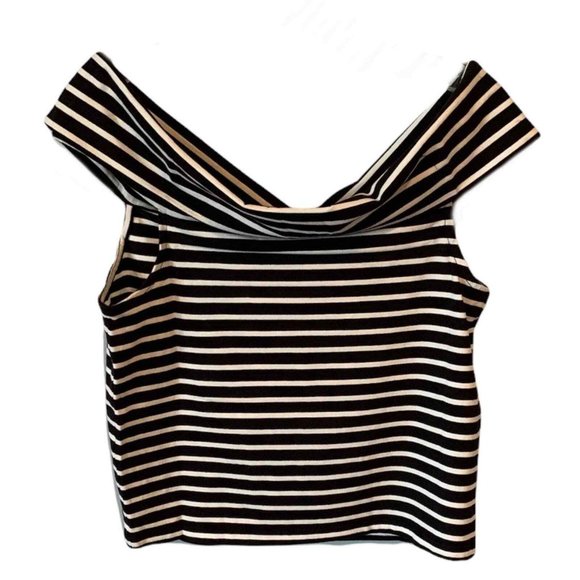 Anthropologie Maeve Black and White Off the Shoulder Top Size XS - Picture 3 of 4